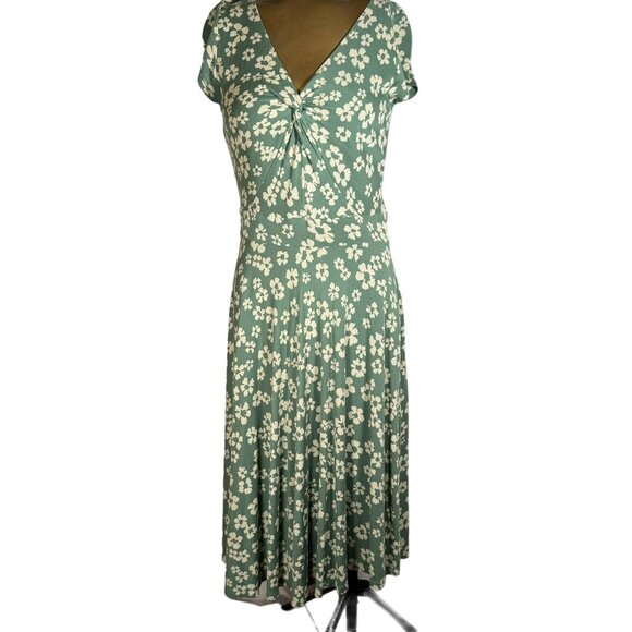 Boden Dresses & Skirts - Boden Women's Seville Smart Day Dress Green White Floral Jersey Twist Front Size